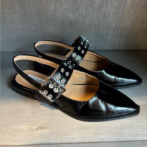 Steve Madden Black Slingback Flats with Silver Studs